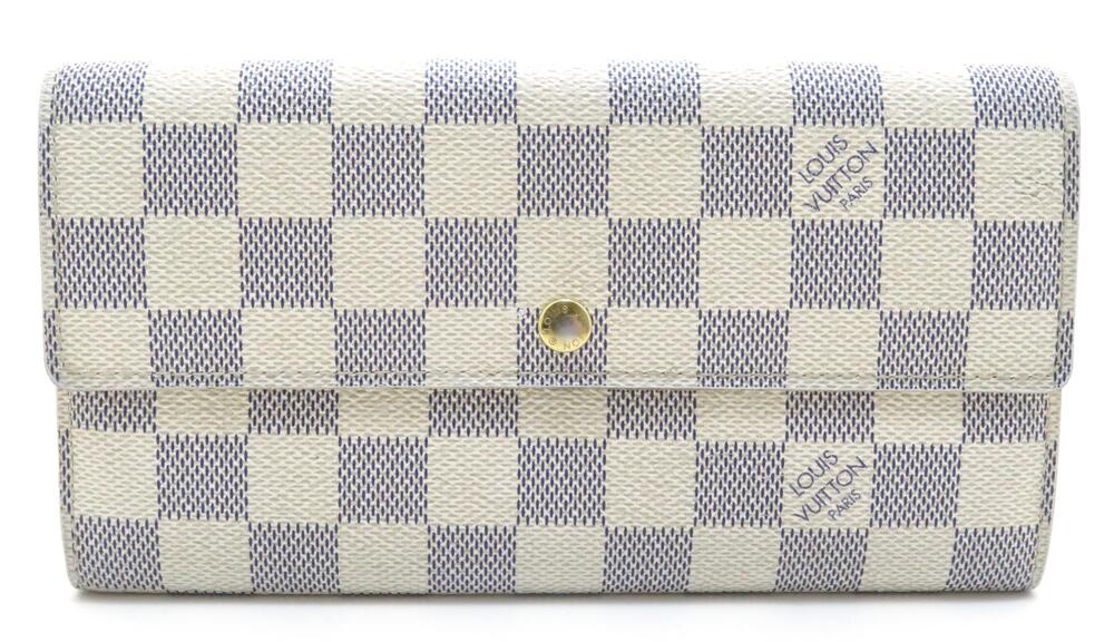 LOUIS VUITTON Portefeuille Sarah Damier Azur White Long Wallet